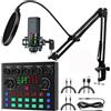 Fenansion Microfono Mixer Audio PC con Cambio Voce, Microfono a Condensatore Bundle Interfaccia Audio con V8 Scheda Audio, Console DJ Microfono Karaoke per Gaming Podcast Streaming Registrazione