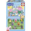 Educa - Set di 2 puzzles in legno per bambini con 25 pezzi ciascuno | Peppa Pig. Misura: 26 x 18 cm. Raccomandato 4 anni (19995)
