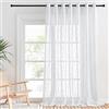 PONY DANCE Tende Effetto Lino per Salotto Moderne Tende Bianche Semitrasparenti per Soggiorno e Camera da Letto Curtain Separa Ambienti per Interni con Anelli 1 Pezzo L 254 x A 260 CM