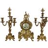 Trittico Orologio Antico Stile Rococò Fine '800 Bronzo Dorato Decori