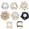 eMagTech 8 pezzi di strass sciarpa fibbia perla foulard titolare anello sciarpa di seta chiusura camicetta clip clip avvolgente sciarpa titolare abbigliamento decorazione accessori per le donne,