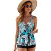 BEACHKINI Tankini Donna,Costume da Bagno in Due Pezzi,Costume da Bagno Sportivo,Gilet a Doppia Spalla,Top con Pantaloncini,Albero Cocco,EU46