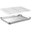 Homikit Teglia da forno con griglia di raffreddamento, in acciaio inox, grande teglia da forno e griglia per torte, 40 x 30 x 2,5 cm, facile da pulire e lavabile in lavastoviglie