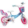 Mondo Toys - Bici Mod. FROZEN II DELUXE per bambino / bambina - misura 12'' - rotelle e freno anteriore / posteriore - colore azzurro / rosa - 25281