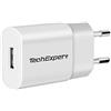 TechExpert Caricatore USB 5V 1A bianco per iPhone 5 5S 5C, iphone 6, iPhone 4 & 4S, iPhone 3GS/3G, iPod Touch, Galaxy S, Galaxy Note