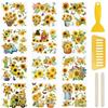 WANDIC 12 fogli adesivi trasferibili con girasole, impermeabili, per diari, album, mobili, artigianato, trasferimenti, decalcomanie per fai da te e scrapbooking