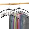 HONZUEN Grucce Pantaloni con Pinze 2 Pezzi, Appendini Salvaspazio in Metallo Regolabili, Portapantaloni per Armadio, Organizzatore per Pantaloni Gonne e Pantaloncini, Nero