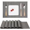 Myir JUN Myir Tovagliette Americana Plastica Lavabili, Set di 6 Tovagliette Non-scivolose Resistenti al calore, Tovaglietta Americane per Tavolo da Cucina 30X43.5cm(Testa di Moro)