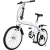 Qussse Bicicletta pieghevole da 20 pollici, 6 marce, pieghevole, per adulti, doppio freno a V, bicicletta a pendolo regolabile in altezza, colore bianco