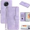 CJXHJY Wallet Custodia Cover per Xiaomi Redmi Note 9T/Note 9 5G + [2X Vetro Temperato],Flip Portafoglio Custodia in Pelle,[3 Slots][Supporto Stand][Antiurto]-Purple