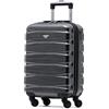 Flight Knight ABS 3 Taglia Valigia Leggera Compatibile Con Alitalia, easyJet, Ryanair, Air Italy E Tanti Altri! Trolley Bagaglio A Mano 55x35x20 cm Grande Bagaglio Da Stiva 4 Rotelle.