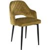 DRW Set di 2 sedie in metallo seduta e schienale in velluto 50 x 54 x 85 cm, altezza Gambe 40 cm, verde e nero