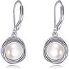 POPLYKE Orecchini a goccia con perle d'acqua dolce in argento Sterling per donna, orecchini a leva per donna con perle, gioielli con perle, regali per lei, 12 mm, Argento sterling, Perla