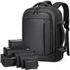 Lekespring Zaino da Viaggio Aereo (45L) per Ryanair,Zaino Viaggio Donne e Uomini,Borsa Cabina Bagaglio a Mano con 6 Sacchetti Organizzatori,Scuola Trekking Lavoro D'affari Casual,Nero