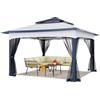 YITAHOME Pop Up Gazebo con lati, 3.3 X 3.3M impermeabile resistente Gazebo con tende e zanzariere, tettoia esterna a doppio tetto per campeggio, festa, patio, cortile, barbecue (Blu)