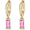 Mocicafier Small Orecchini Cerchio Oro Con Orecchini Fucsia, Orecchini Cerchio Oro Con Orecchini Fucsia For Girls and Men 2PCS