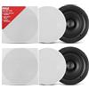 Pyle Altoparlanti da Soffitto 20 Centimetri, Casse Audio 2 Vie, Coppia Stereo A Gamma Completa, Design a Incasso, Risposta In Frequenza 40 Hz - 20 KHz, Speaker 250 Watt Picco
