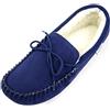 SNUGRUGS Wool Lined Suede Moccasin Slippers with Soft Sole, Pantofole Uomo, Blu Navy, 50.5 EU