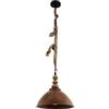 Eglo lampada a sospensione Riddlecombe, 1 | fiamma, vintage, industriale, retro, legno, acciaio, corda naturale, lampada da tavolo da pranzo, soggiorno, marrone, nero,