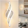 KUKAK Applique da Parete Interno,22W LED Luce Bianco Caldo 3000K 1800 Lumen Lampada da Parete,Moderno Design Curvo Lampade a Muro,Aplique Alluminio per Bagno Soggiorno Camera da Letto Scale Corridoio