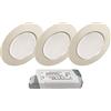 Trango Set di 3 Faretto da incasso a LED 12V AC/DC incl.1 trasformatore LED (12 volt - 2000mAh), apparecchio da incasso per armadio, lampada da soffitto TGG4E-038T in cromo, per cambio G4 alogeno