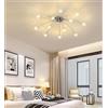 Lanekd LED Lampada da soffitto Camera da Letto, Soggiorno Plafoniera Cielo stellato Design Sala da pranzo Lampada a Sospensione Paralume Vetro Simpatica Lampada per Bambini (Cromo luce calda 12)