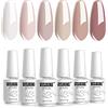 Vishine Set di Smalti Gel, Nude Creme Gel Smalto per Unghie Toni della Pelle Rosa Pallido Kit Smalto per Unghie Soak Off Lampada per Unghie Cured Nail Art Manicure Fai da Te Casa 6Pcs 8ml