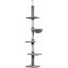 PawHut Albero Tiragraffi a 4 Livelli ad Altezza Regolabile, in Truciolato, Peluche e Sisal, 40x34x230-260 cm, Grigio|Aosom
