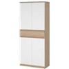 Scarpiera naia in truciolare melaminico colore rovere e bianco con quattro ante e un cassetto, 80,4x40x191,7 cm