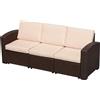 VivaGarden Divano da Esterno 3 Posti Pe Rattan Cuscini Marrone 199x71cm 84B160