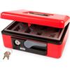 Amig - Cassaforte | Cassetta di sicurezza per denaro, banconote e monete | Con vassoio portamonete | Apertura con Maniglia Automatica e Chiave | Colore Rosso | Acciaio | 165 x 125 x 80 mm