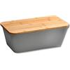 Kesper 58491 Portapane in Plastica, Grigio, con Coperchio in bambù, FSC
