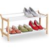 Relaxdays Scarpiera Ingresso, 2 Ripiani per 6 Paia di Scarpe, Portascarpe Salvaspazio, 34 x 70 x 28 cm, Naturale Bianco, bambù