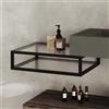 LBSIGN Mensola Cassetto Da Bagno A Vista Vetro E Metallo 2 Ripiani 60x46x18 Nero Opaco