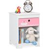 Relaxdays Comodino da Letto per Bambini, con Cassetto e Scomparto, HLP 41x32x31 cm, Cameretta Bimbi, in MDF, Bianco Rosa
