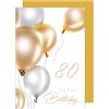 Edition Seidel Biglietto di auguri per l'80° compleanno, con busta, palloncini Happy Birthday, uomo donna 80 anni (GZ349-80 SW023)