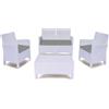 Galileo Salotto Giardino Estè Rattan Sedie Divano Tavolino Bianco/Grigio 5911051