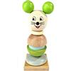Hess Holzspielzeug 14979 - Gioco di impilamento in Legno, Motivo Topolino, Fatto a Mano, per Bambini dai 3 Anni, Torre con Anelli e Testa a Sfera