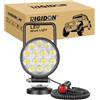 RIGIDON 1 Pcs Faro da ricerca Led, Luce da Lavoro con Base Magnetica, Luce da Ricerca, per Auto Fuoristrada, Camion SUV 4x4 Barca, 4 Pollici 42 W DC 12 V 24V Flood Luci di Lavoro a Led, 6000K Bianca