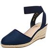 Dream Pairs Sandali da Donna con Cinturino alla Caviglia Espadrilles Zeppa, Blu (Dainty), 36.5 EU
