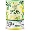 Alpha Foods Vegan Muscle® | Pre Workout Performance Booster | Integratore preworkout energetico Vegano con L- Citrullina, Arginina e Creatina | Gusto Limone e Lime | 300 g proteine in polvere | Alpha Foods