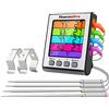 TempPro ThermoPro TP17H Termometro Da Cucina Digitale con Modalità Timer e Display LCD con 4 Sonde Termometro Carne per Cottura BBQ Alimenti Manzo Pesce Vitello Pollo Forno Affumicatore Arrosto Griglia