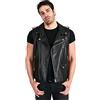 D'Arienzo - Chiodo Gilet in Pelle Nera Smanicato Uomo Made in Italy Vera Pelle Giacca Giubbotto Giubbino Moto Nero/48