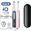 Oral-B Spazzolino Elettrico Ricaricabile iO 3 Rosa e Nero, 2 Testine Di Ricambio, 1 Custodia Da Viaggio. Confezione Doppia. 2 Spazzolini