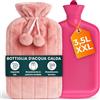 volila Borsa Acqua Calda da 3,5L - Borsa di Acqua Calda di Colore Rosa con Copriborsa in Faux Fur (Ecopelliccia) - Boule Acqua Calda Regalo Donna per Dolori, Crampi o per la Stagione Invernale