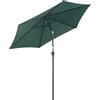 Outsunny Ombrellone da Giardino 2.6x2.4 m con Manovella e Testa Inclinabile, in Alluminio e Poliestere, Verde scuro e Nero