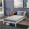 Dreamzie Strutura Letto 90x190 con Rete Singola Metallica Bianca - Altezza 35 cm - Letto Singolo 90x190 con Piedi