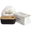 bamb EAT IMAGINE A FOREST Bamb-EAT Lunch Box in Bambù - Porta Pranzo 100% Naturale - Adatto a Microonde e Lavastoviglie 1,1 Litri (Nero)