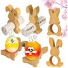 Sunwuun 6 portauovo in legno a forma di coniglietto divertente decorazione da tavolo per Pasqua, supporto per uova di Pasqua, portatovaglioli in legno, perfetto per brunch e colazione