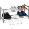 Relaxdays Scarpiera da Ingresso, 2 Ripiani in Acciaio, 6 Scarpe, Scaffale Portascarpe Impilabile, 33,5x70x26 cm, Argento